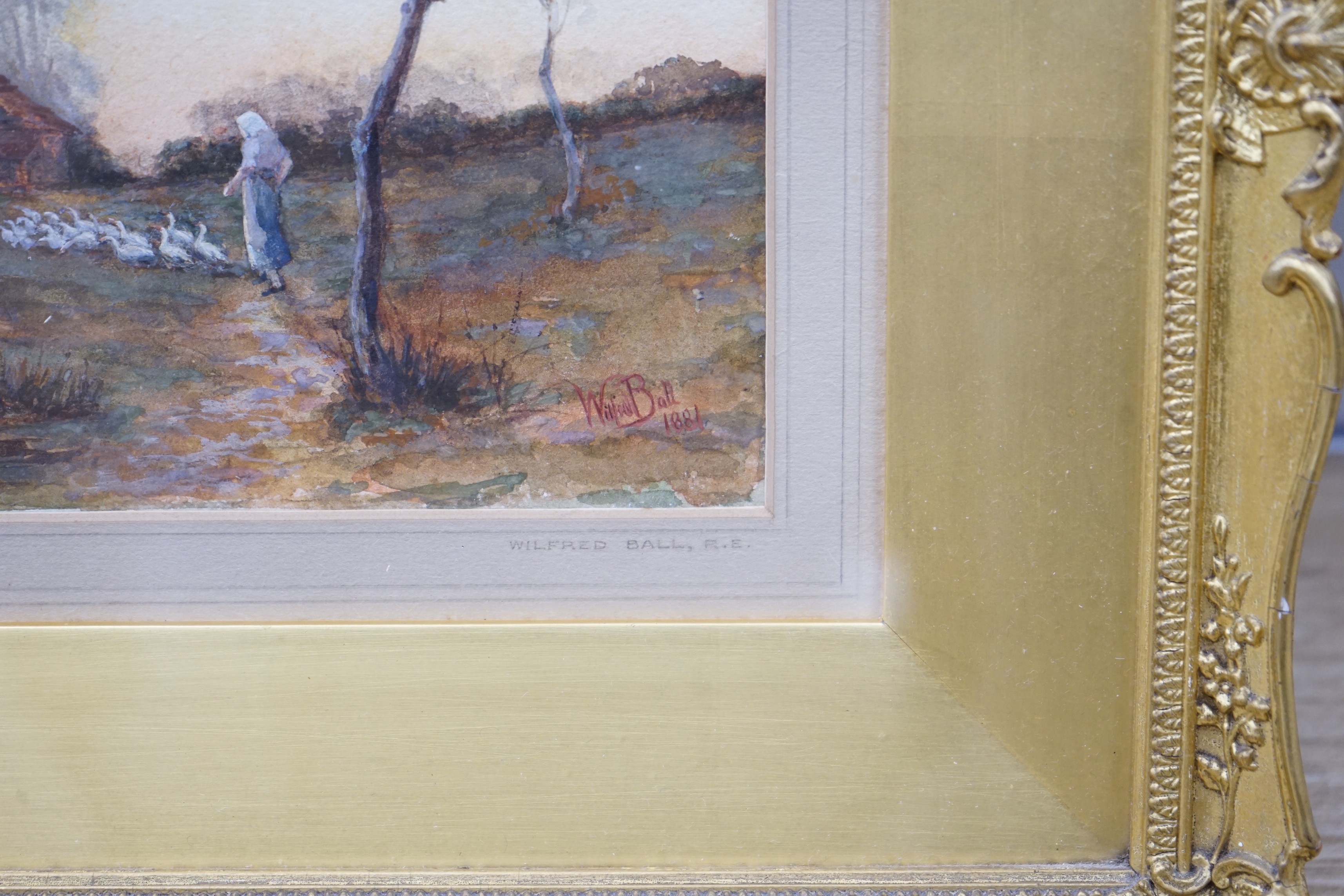 Wilfred Williams Ball (1853-1917), watercolour, ‘'Returning Home, Evening’, signed and dated 1881, 15 x 21cm